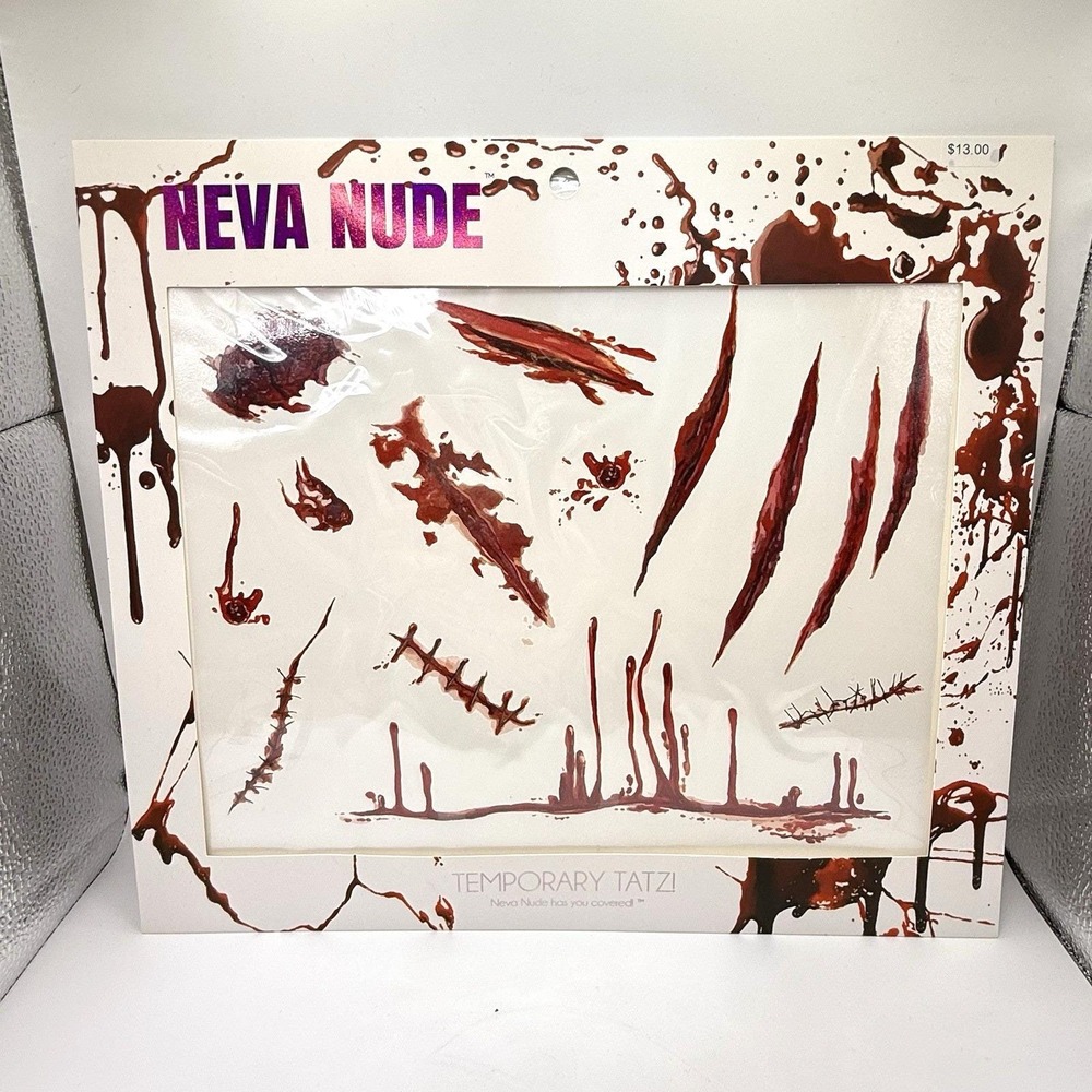 Neva‎ Nude Temporary Bloody Scar Scratch Halloween FX Tattoo Sheet Adult Costume